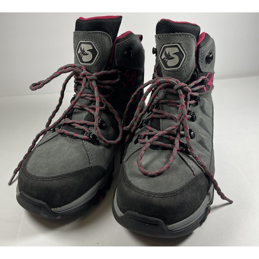 FOXELLI KINGTEX Gray Black Magenta Suede Hiking Boots Women's Size 9 EXCELLENT
